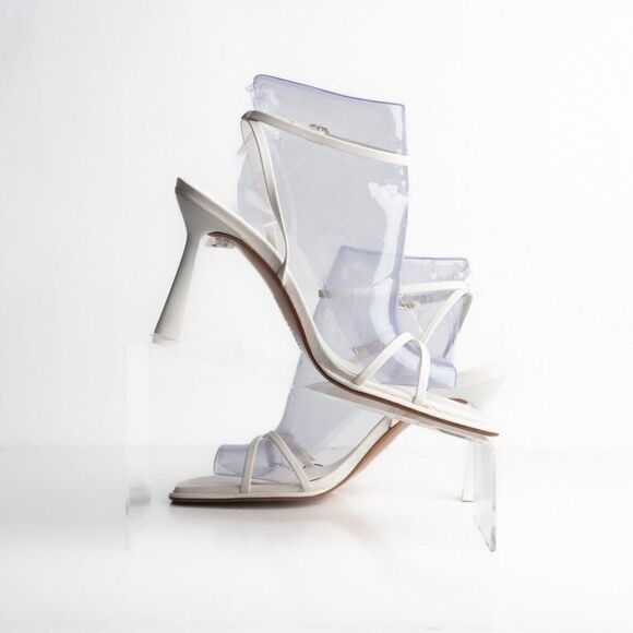 Zara Womens Crossed Strap Heels Sandals White Leather 2337/110 US 9 EU 40 NWT - Picture 3 of 8